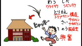 脳症型キノコ毒の特徴　ゴロイラスト